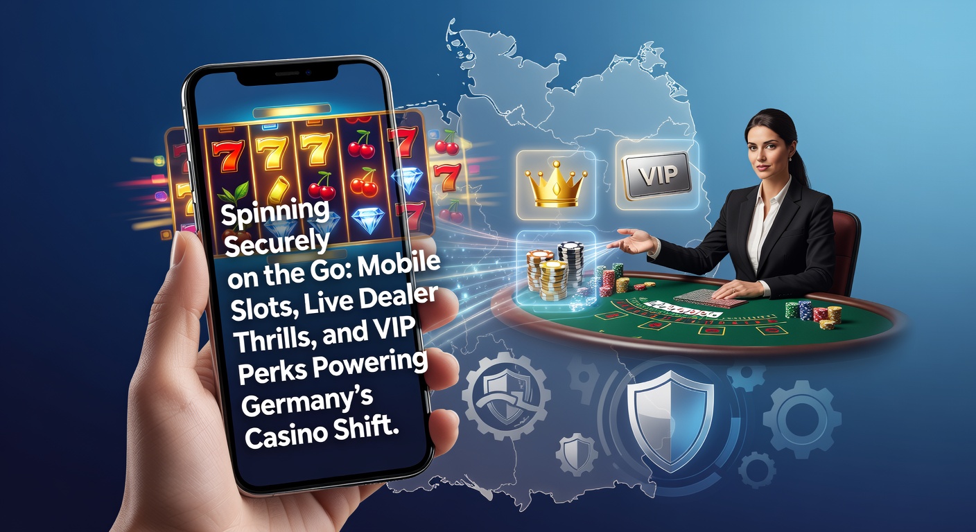 Smartphone mit farbenfrohem Slot-Spiel und sicheren Zahlungsoptionen im Vordergrund, symbolisiert mobilen Casino-Zugang in Deutschland