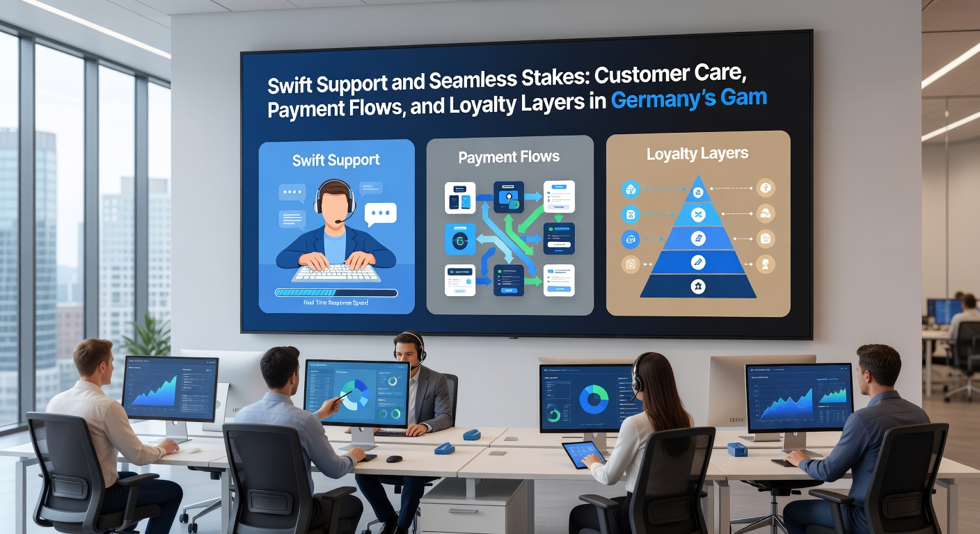 Grafik zu Loyalty-Programmen und Zahlungsikonen in einem deutschen Online-Casino, die Belohnungen und schnelle Transaktionen visualisieren
