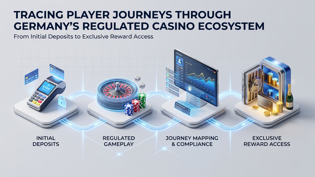 Darstellung eines Spielerpfads von der ersten Einzahlung bis zu exklusiven Belohnungen in einem deutschen regulierten Casino-Ökosystem